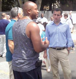 Councillor Mike Ross: Rolled out a public safety plan during a Roxbury block party last Saturday. Photo by Gintautas Dumcius 